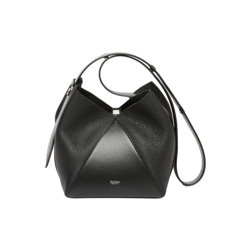 MaxMara Deer-Print Calfskin Bucket Bags Shoulder Bag Crossbody Bag Small Size Women's Black-0