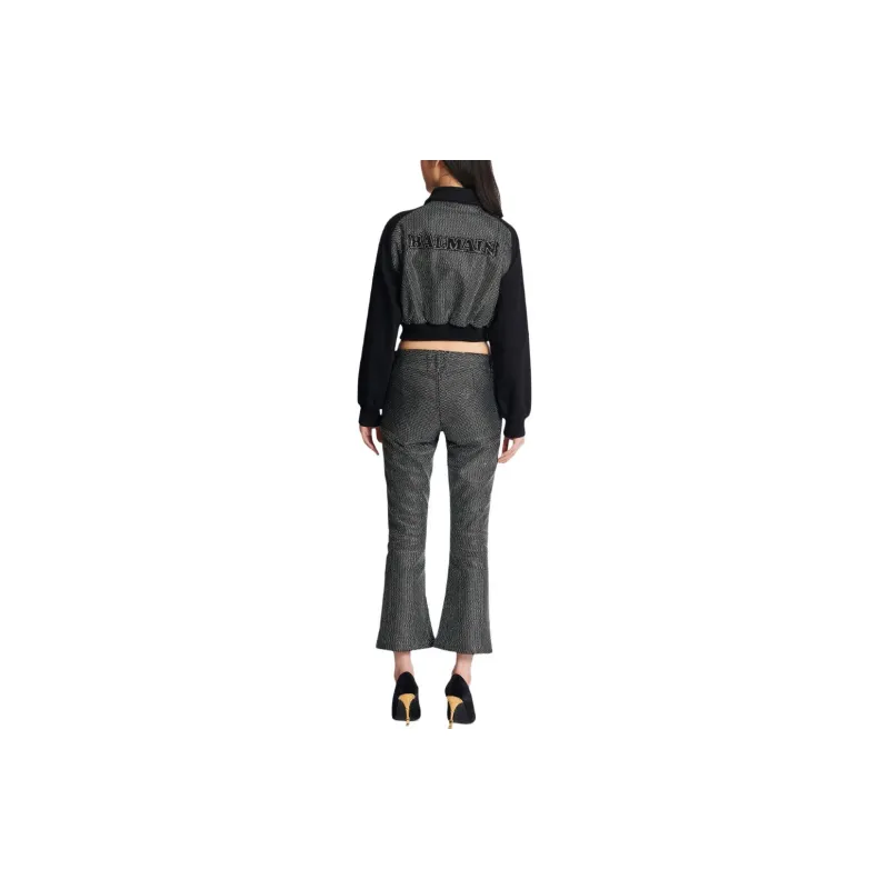 BALMAIN Logo embellished Cropped Jacket-3