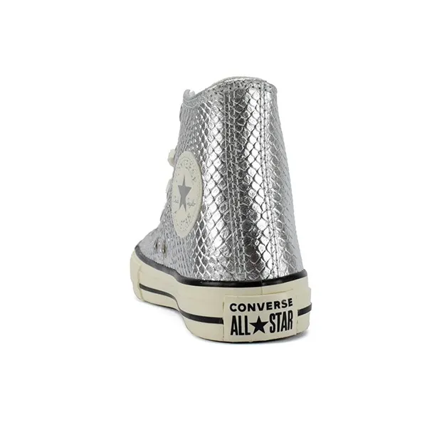 Converse Chuck Taylor All Star Anti-Slip Wear-Resistant High-Top Kids Canvas Shoes Silver Teenagers-2