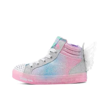 Skechers Shuffle Brights Mid-Top Kids' Skateboarding Shoes Pink Blue White Teenagers