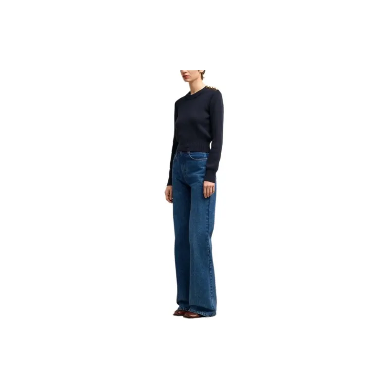AMIPARIS Button Embellished Crewneck Knitted Jumper-3