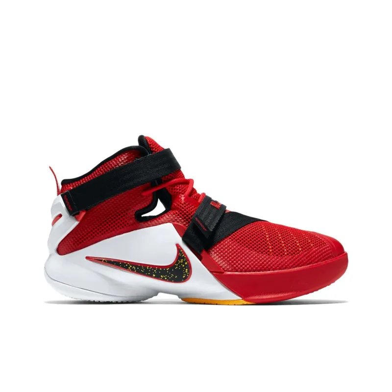 Nike Zoom Soldier 9 LeBron Cushioning Wear-Resistant Mid-Top Children's Basketball Shoes Red Teenagers-1