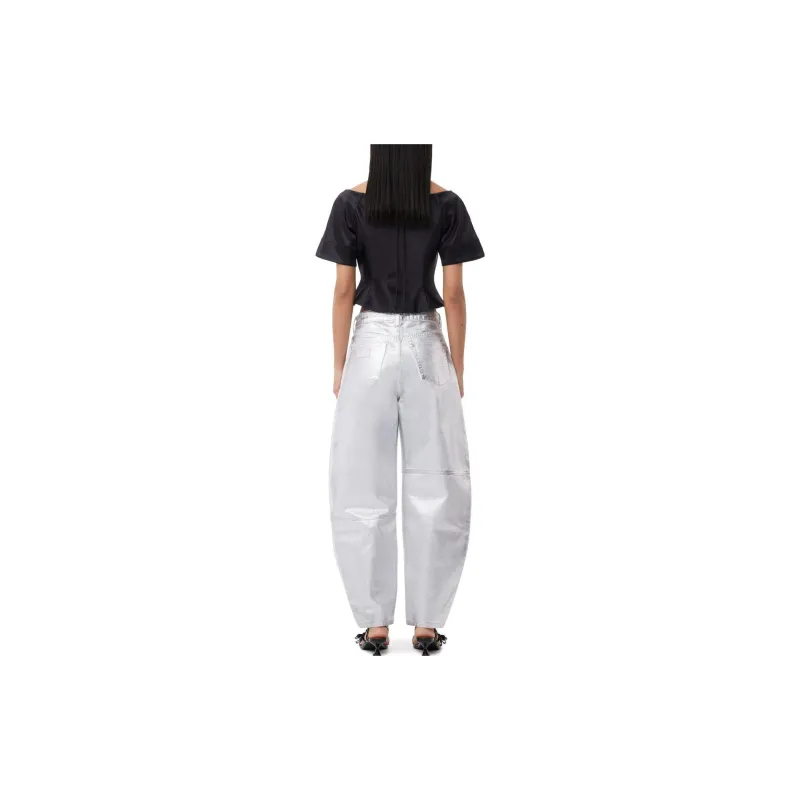 GANNI Cropped Satin Blouse-3