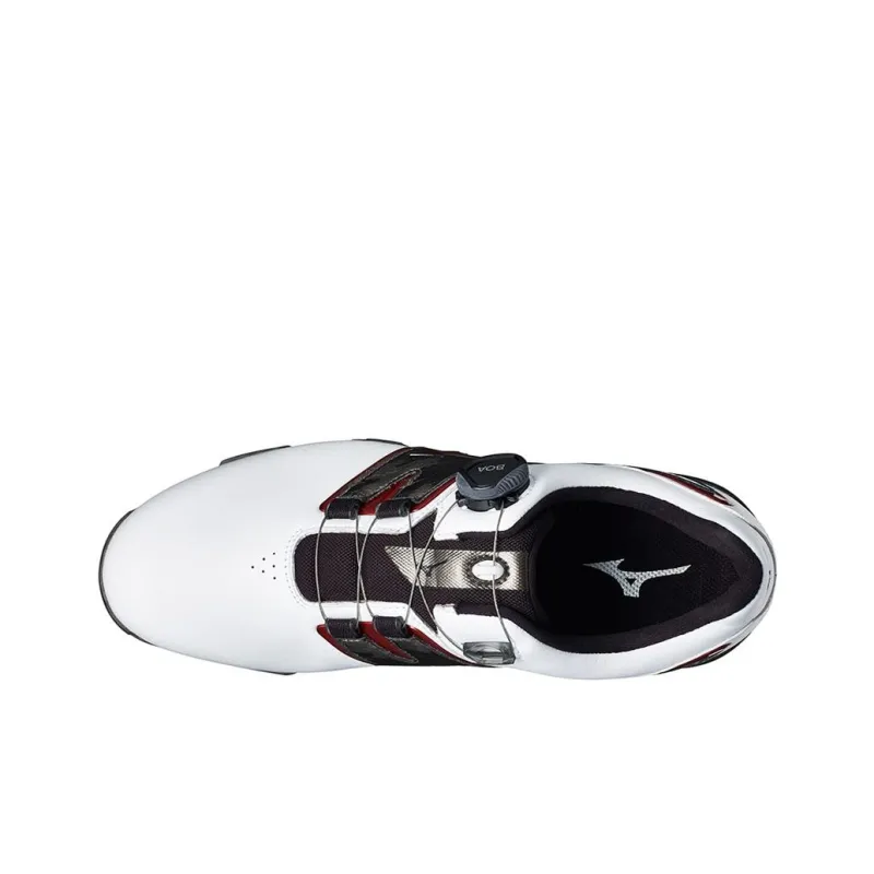 Mizuno Valour 004 Boa Cushioning Anti-Slip Wear-Resistant Breathability Low-Top Golf Shoes Men's Black White Red-2