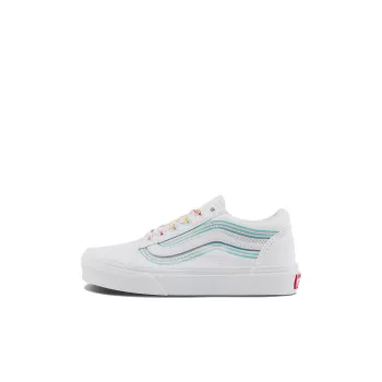 Vans Old Skool Low Top Kids' Skateboarding Shoes White Blue Children Aged 3 7 Years Old