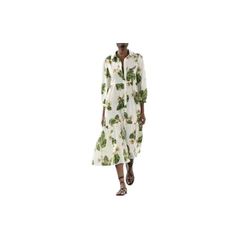 ZARA Long Sleeved Dress Women's White-3