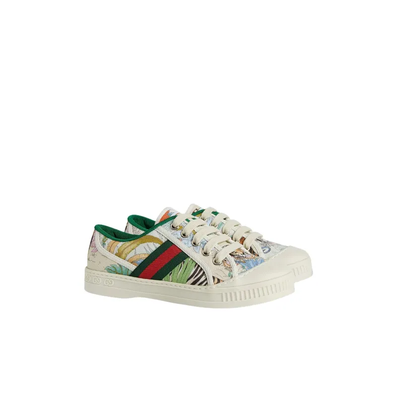GUCCI Tennis 1977 Low-Top Kids' Training Shoes White Green Kids'-1
