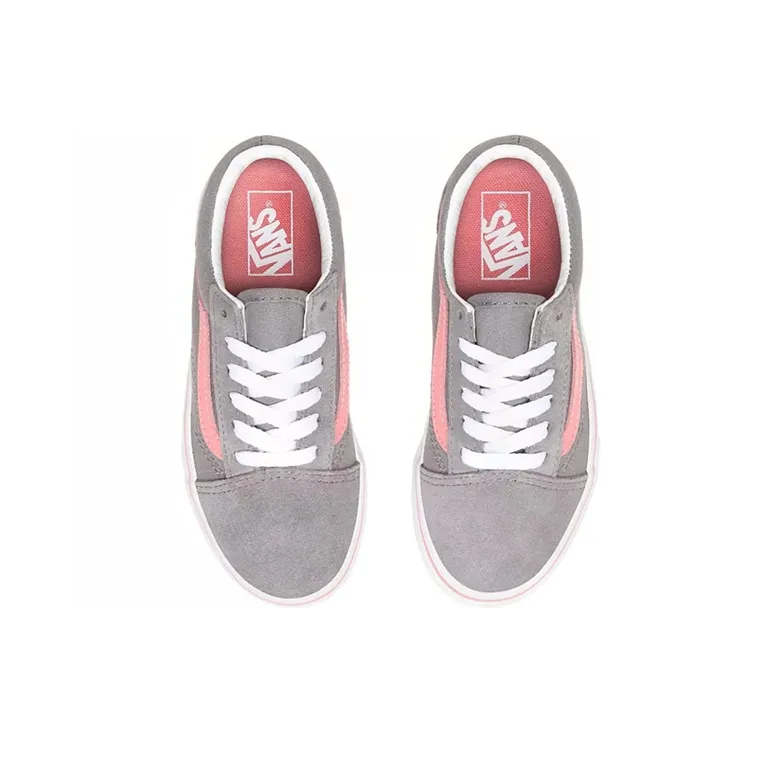 Vans Old Skool Pop Low-Top Kids' Skateboarding Shoes Gray Pink Teenagers-3
