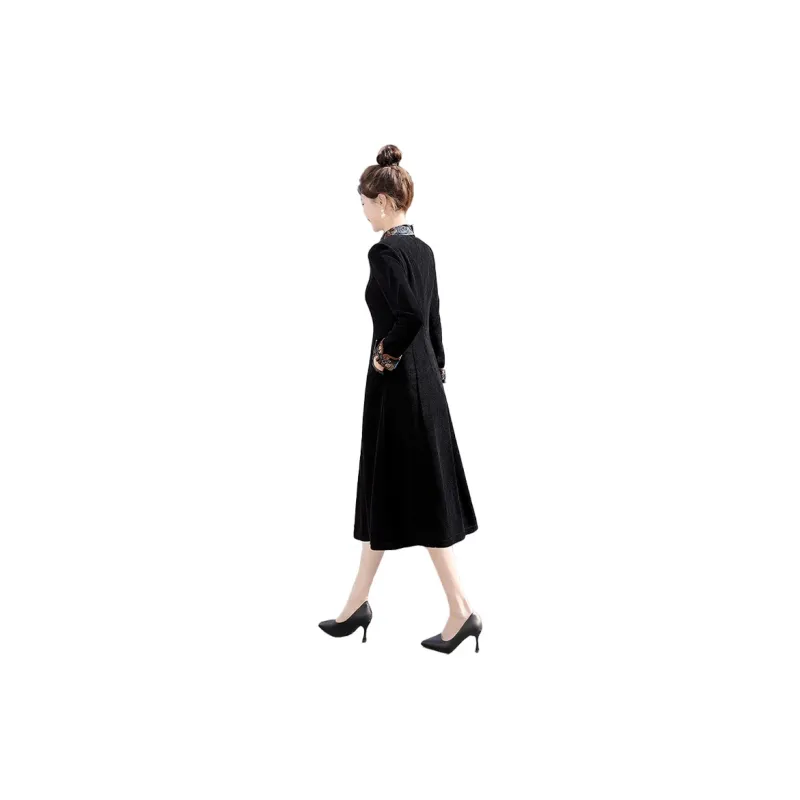 Cypress House Long Sleeved Dress Women's Black-1