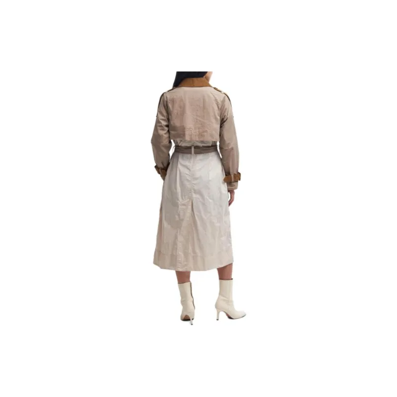 BARBOUR Panelled Double-Breasted Belted Coat-3