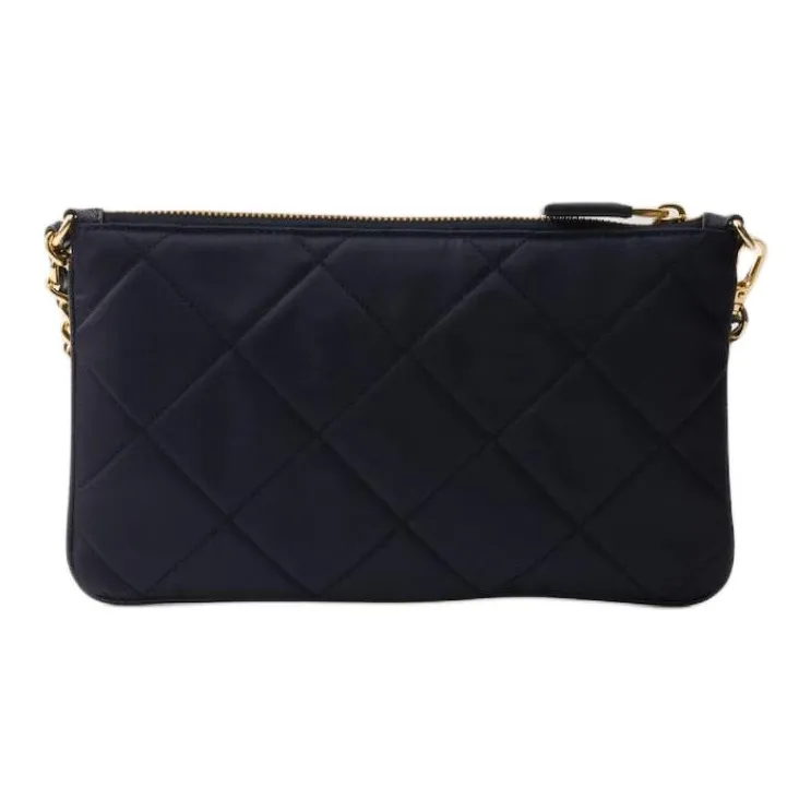 PRADA Fabric Chain Handbag Shoulder Bag Women's Navy Blue-2