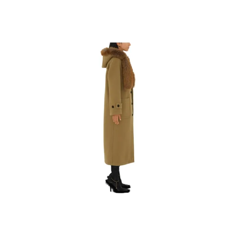 Burberry Faux-Fur Trim Long Sleeved Duffle Coat-3