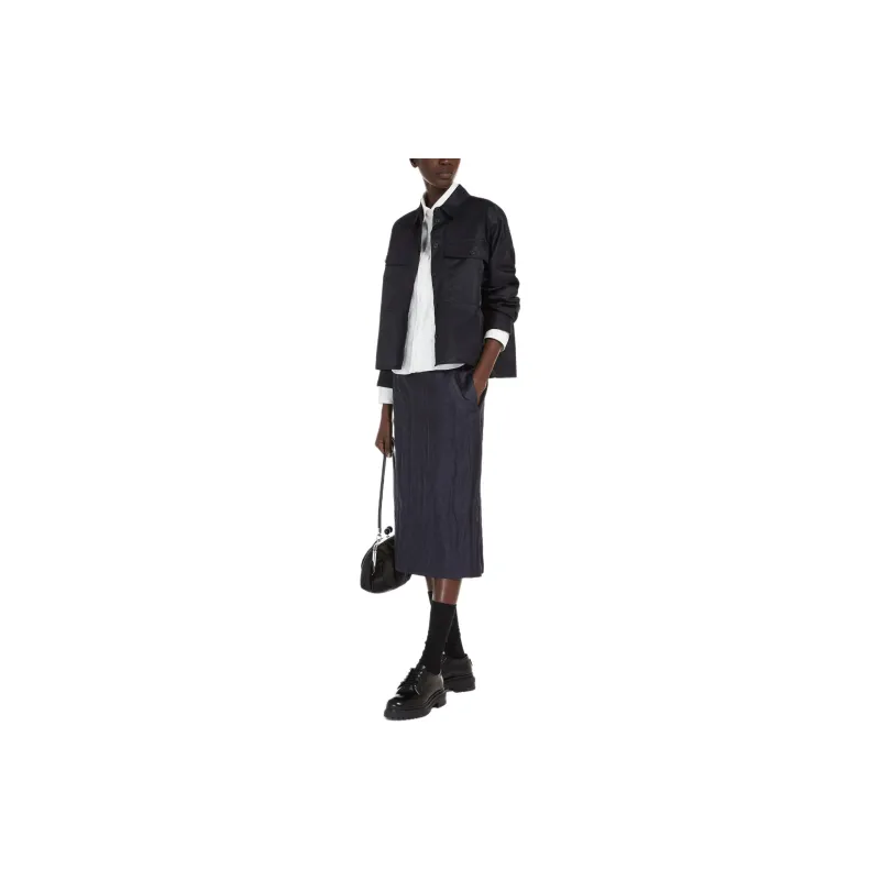 WEEKEND MaxMara Cremona Collection Cropped Shirt In Water Repellent Twill Shirt Women's Blue-1