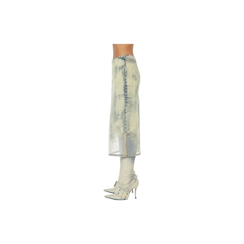 DIESEL Denim Long Skirts Women's Blue-3