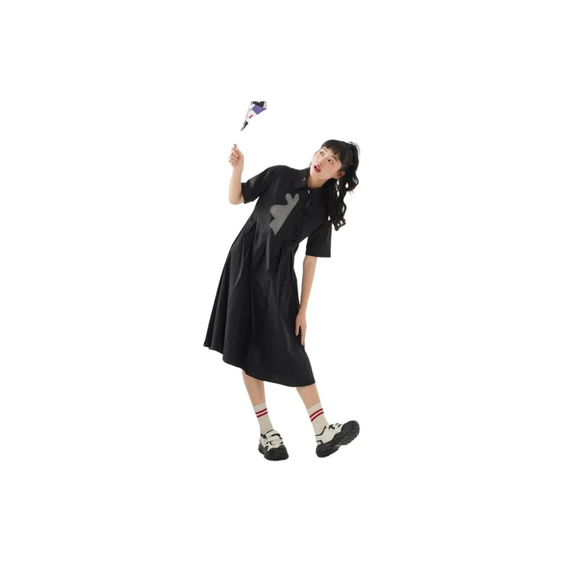ZIHAN Short-Sleeved Dresses Women's Black-1
