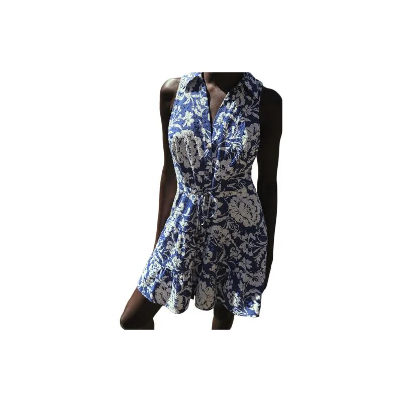 ZARA Sleeveless Dress Women's Blue/White-2