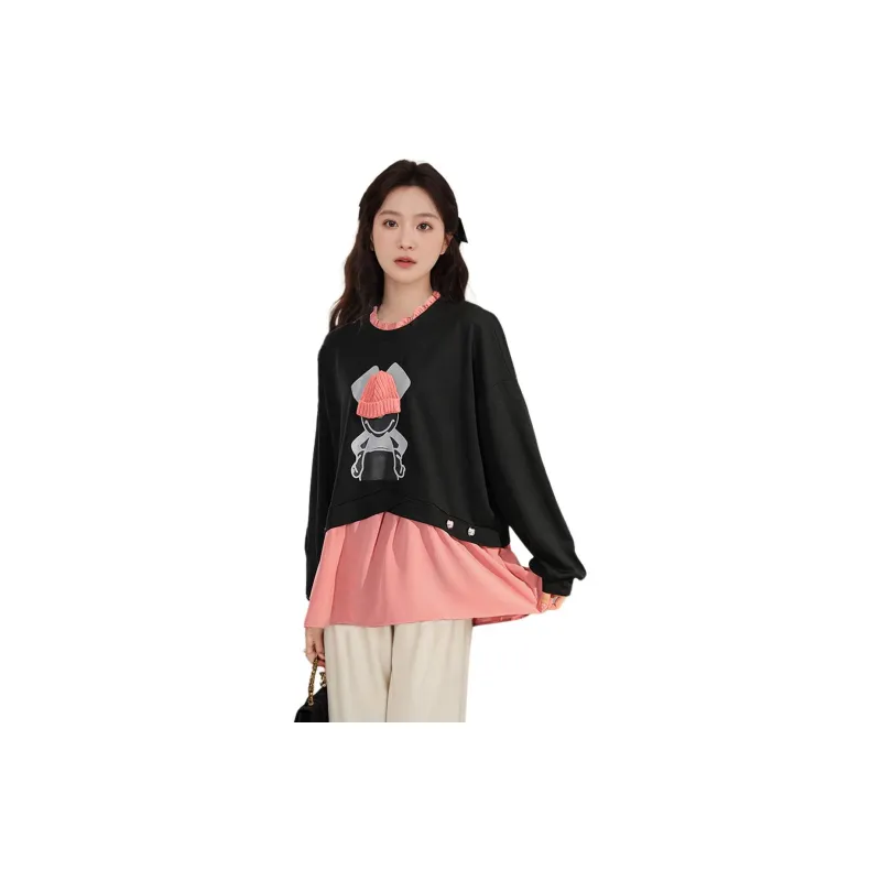Wbwq Sweatshirt Women's Black & Pink-1