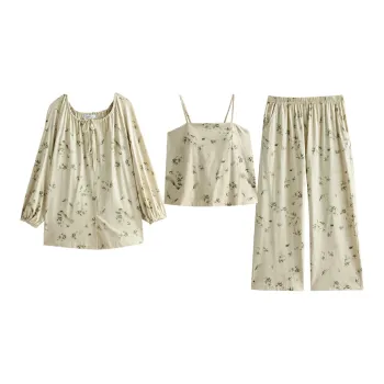 Same Language Pajama Set Women's Lunar Yellow Wax White Bamboo