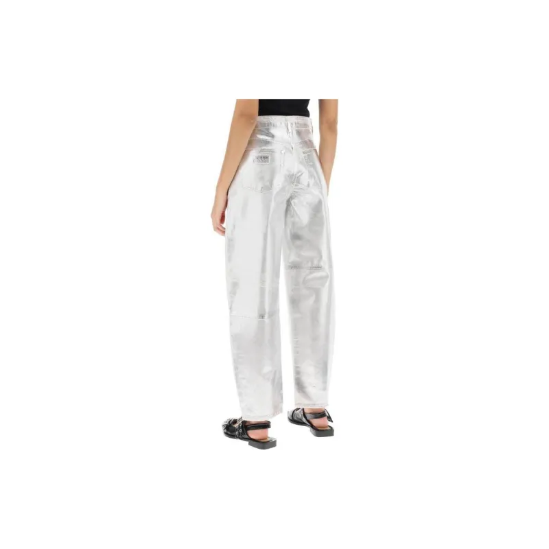 GANNI Metallic Finish Tapared Jeans-3
