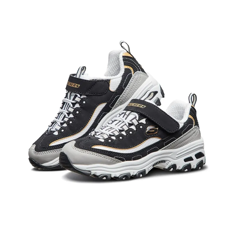 Skechers Slip Resistant Cushioning Abrasion Resistant Support Low Top Kids' Running Shoes Black Gold Teenagers-2