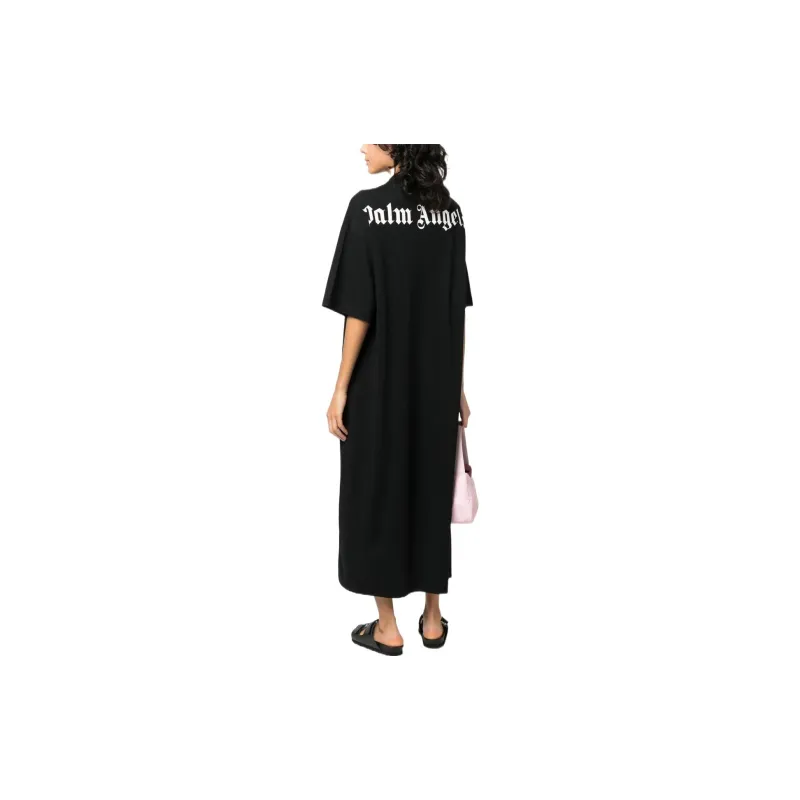 PALM ANGELS Classic Logo Over Tee Dress Black/White-2