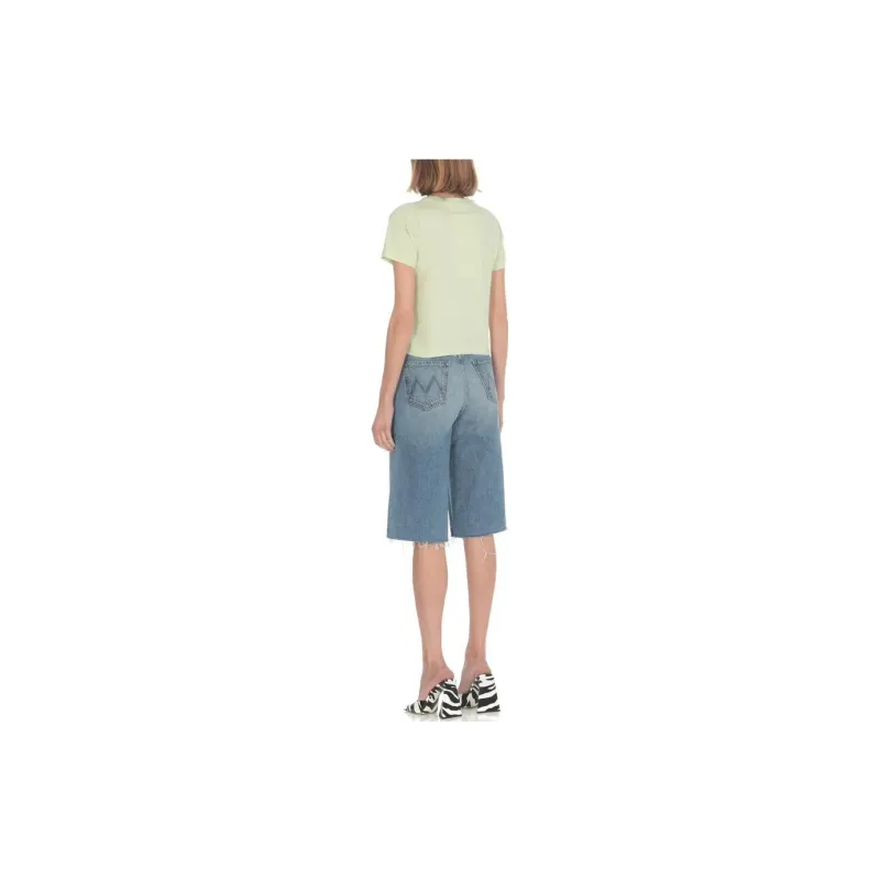 MOTHER High-rise Raw-cut Denim Shorts-2