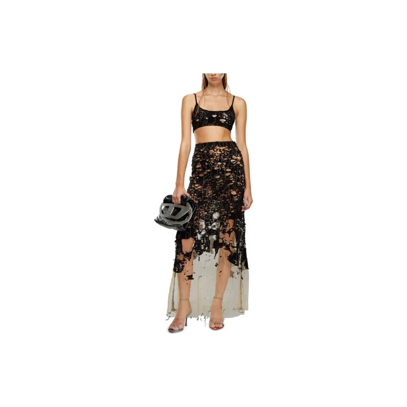 DIESEL SS24 Casual Long Skirt Women's Black-3