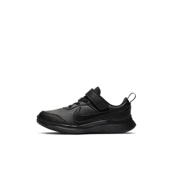 Nike Varsity Leather Low Top Sports Casual Shoes Pure Black Children Aged 3 7 Years Old
