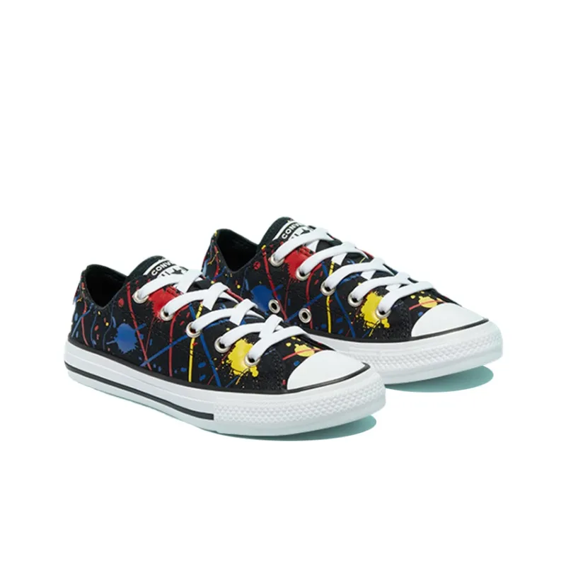Converse Chuck Taylor All Star Low Top Canvas Shoes Black Yellow Multicolor Teenagers-2