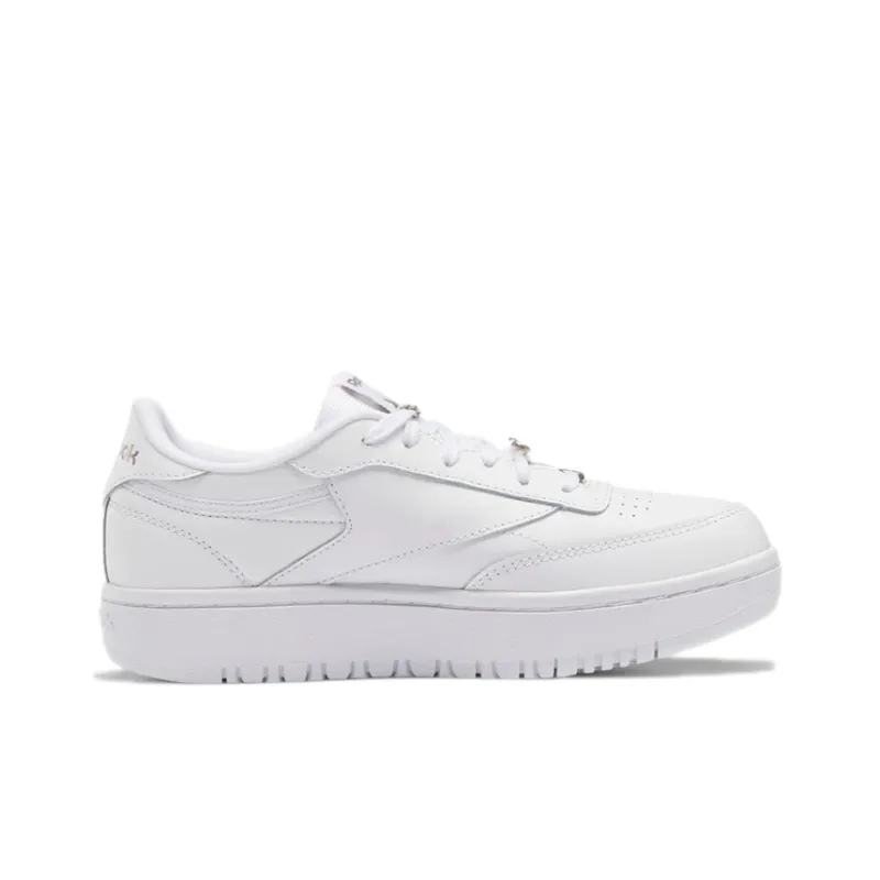 Reebok Club C Non-slip Wear-resistant Shock Absorption Low-Top Kids' Skateboarding Shoes Cloud White Teenagers-1