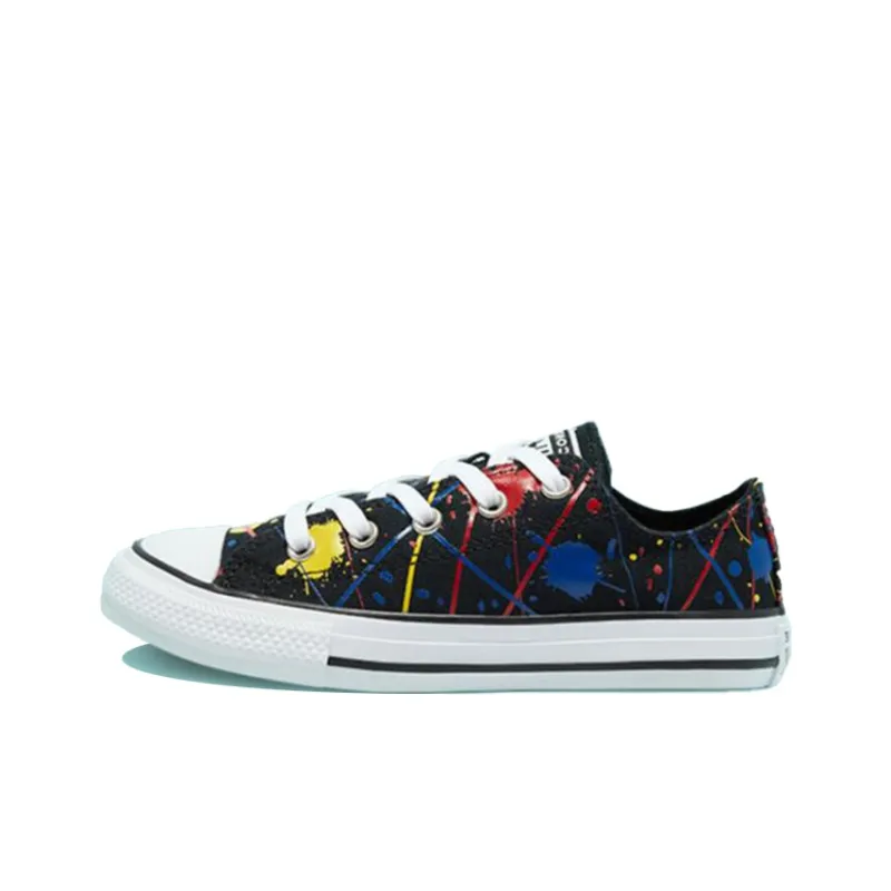 Converse Chuck Taylor All Star Low Top Canvas Shoes Black Yellow Multicolor Teenagers-0