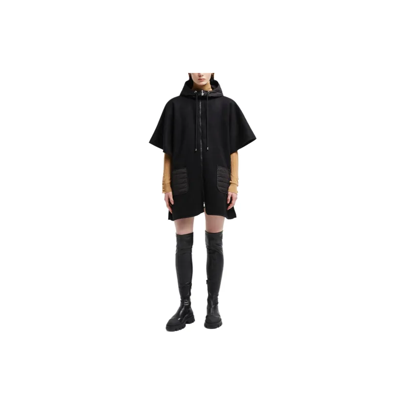Moncler Zip Up Hooded Cape Coat-1