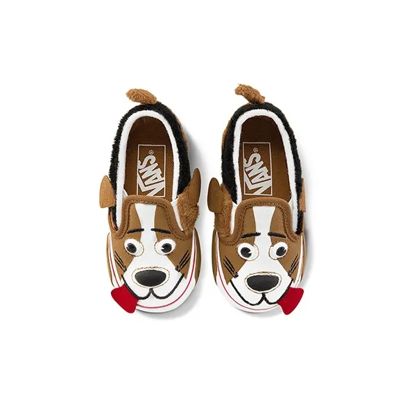 Vans Slip on Series V Anti Slip Wear Resistant Low Top Skateboard Shoes Brown Infant And Toddler-2