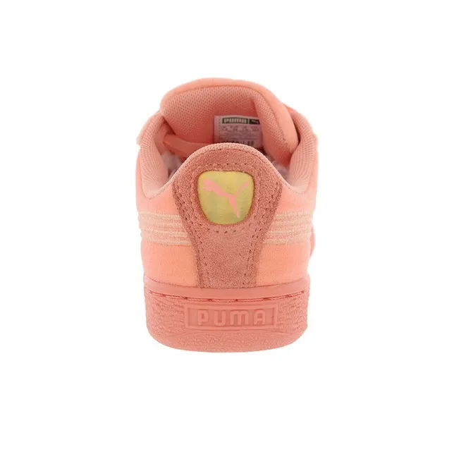 PUMA Basket Classic Velor Lightweight Wear resistant And Non slip Low Top Kids' Skateboarding Shoes Pink Teenagers-4