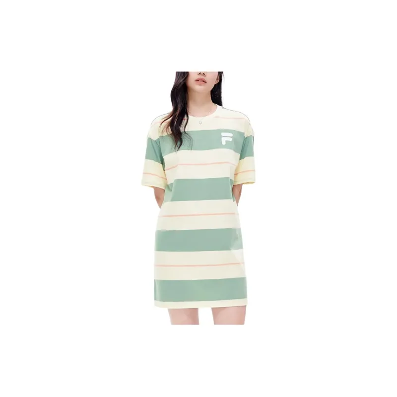 FILA FUSION TOKYO STUDIO Short-Sleeved Dresses Women's Rock Gray Green-3