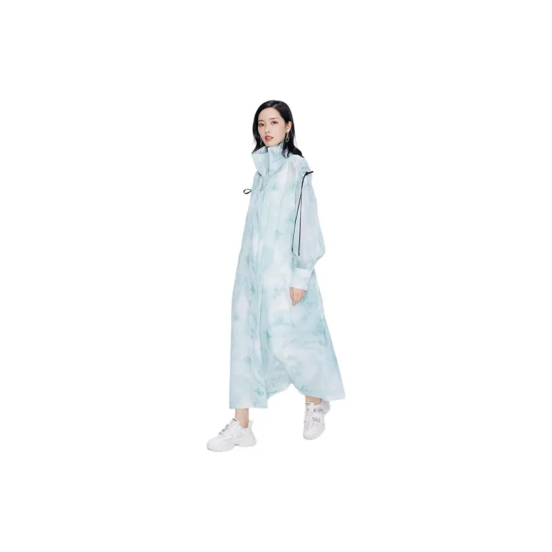 BBLLUUEE Trench Coat Women's Light Aqua Green-1