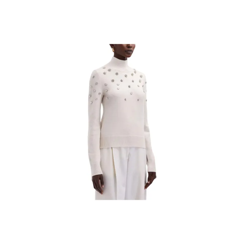 Oscar De La Renta Crystal embellishment Turtleneck Top-4