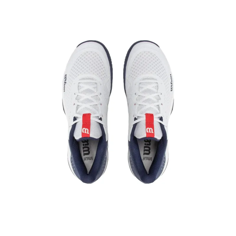 Wilson Kaos Stroke 2.0 Cushioning, Wear Resistant Low Top Tennis Shoes Men's White Blue-3