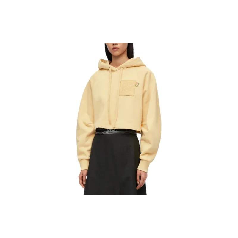 LOEWE Cropped Hoodie 'Vanilla'-1