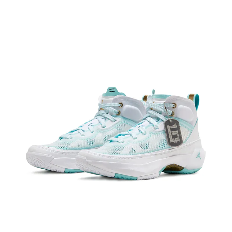 Jordan 37 'GUO' High Top Children's Basketball Shoes White Mint Blue Asian Version Unisex-1