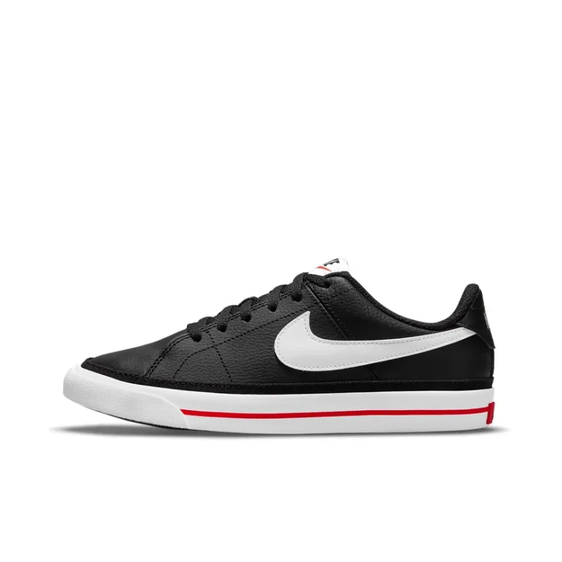 Nike Court Legacy Anti-Slip Wear-Resistant Low-Top Kids' Skateboarding Shoes Black White Teenagers-0