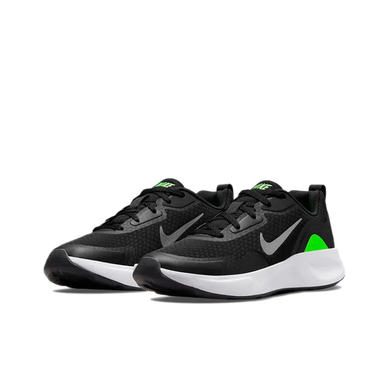 Nike Wearallday Low Top Kids' Running Shoes Black White Green Teenagers-2