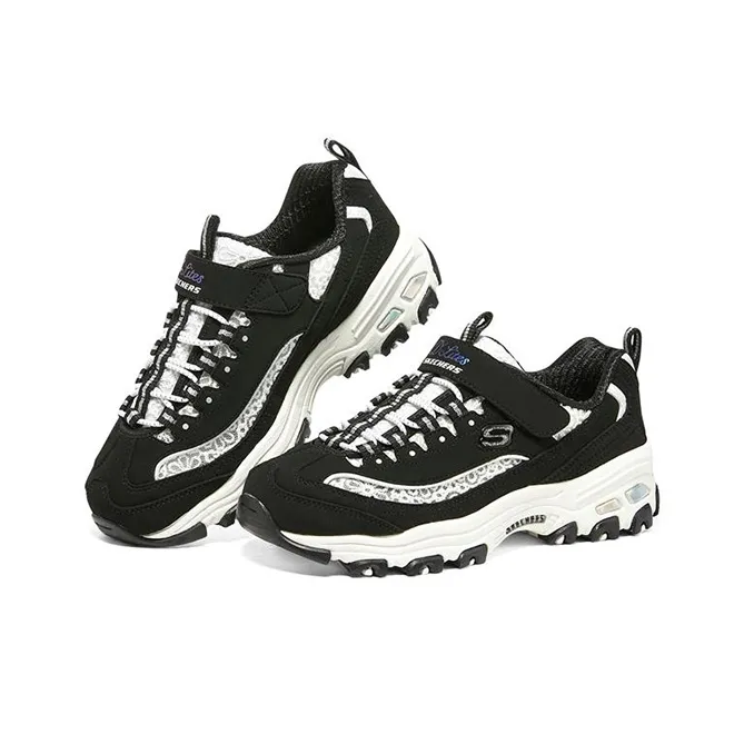 Skechers D'LITES Series Cushioning Anti-Slip And Wear-Resistant Kids Lifestyle Shoes Black White Teenagers-2