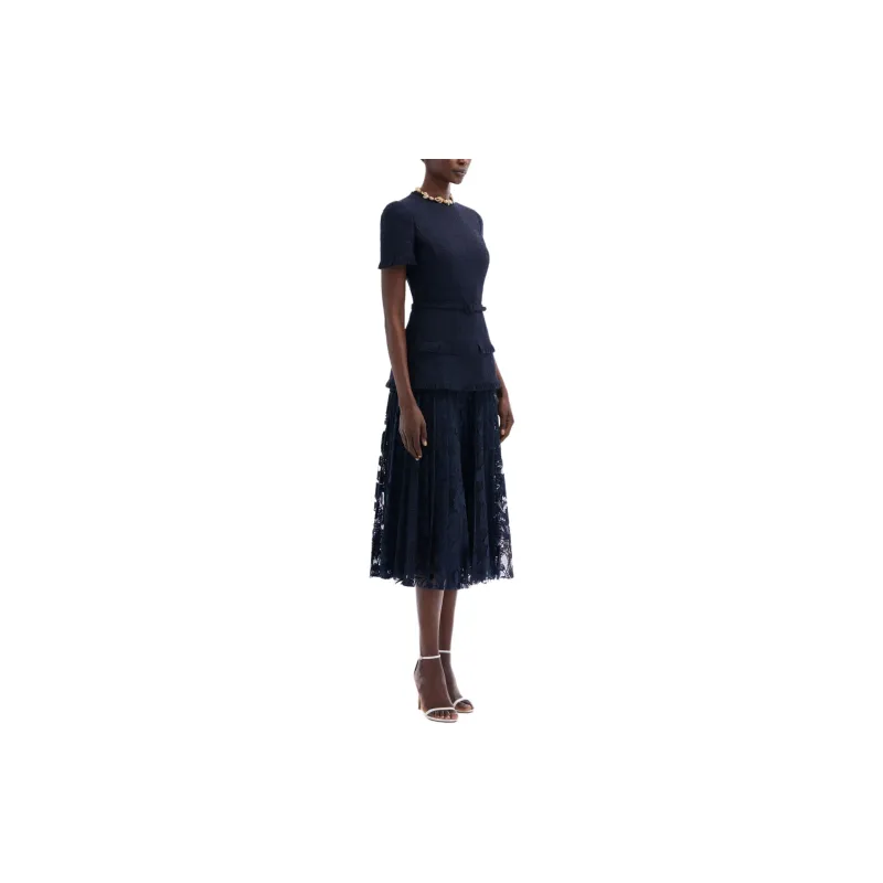 OSCAR DE LA RENTA SS24 Short-Sleeved Dresses Women's Navy-3