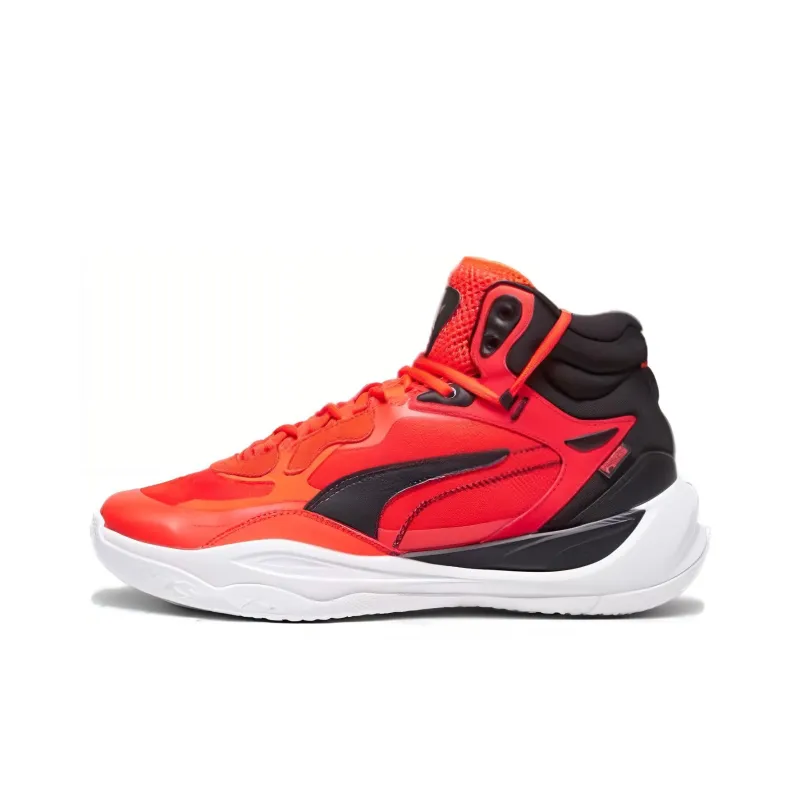 PUMA Playmaker Anti Slip Wear Resistant Low Top Basketball Shoes Men's Red Black-0