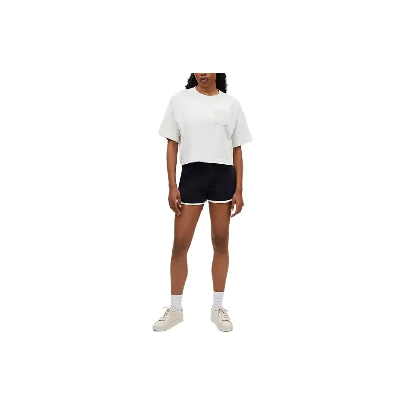 COACH Solid Color Crew Neck Pullover Cropped Short Sleeved T Shirt Women's White-1