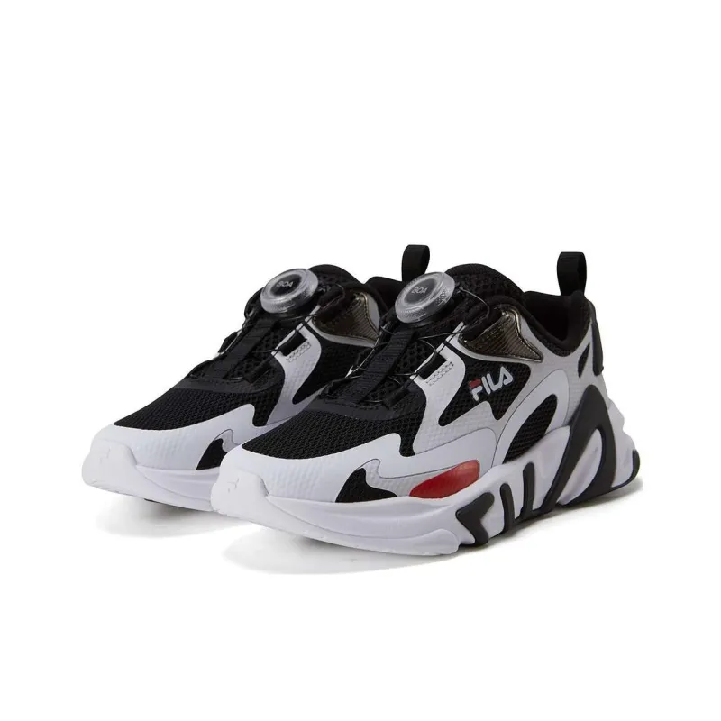 FILA KIDS BOA Slip Resistant Cushioning Wear Resistant Low Top Kids' Running Shoes White Black Teenagers-2