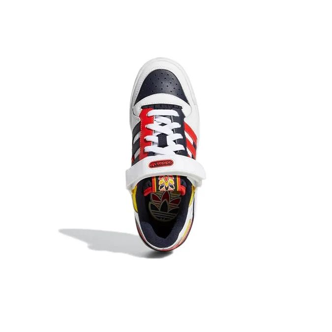 Adidas Originals FORUM Low J Slip Resistant Cushioning Wear Resistant Low Top Skateboard Shoes White Blue Red Teenagers-4
