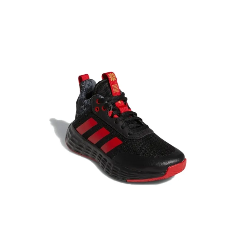 Adidas OwnTheGame CNY K Anti Slip Wear Resistant Mid Top Children's Basketball Shoes Black Red Kids'-2