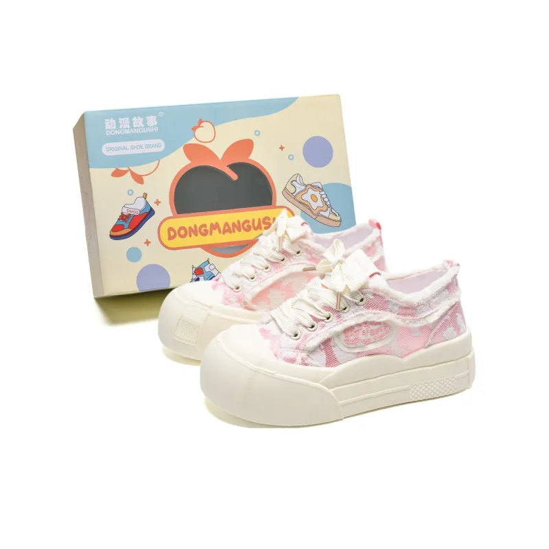 Anime Story Slip Resistant, Abrasion Resistant, Lightweight Low Top Skateboard Shoes Women's White-5